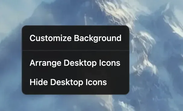 Placeholder: Context menu opened on the desktop