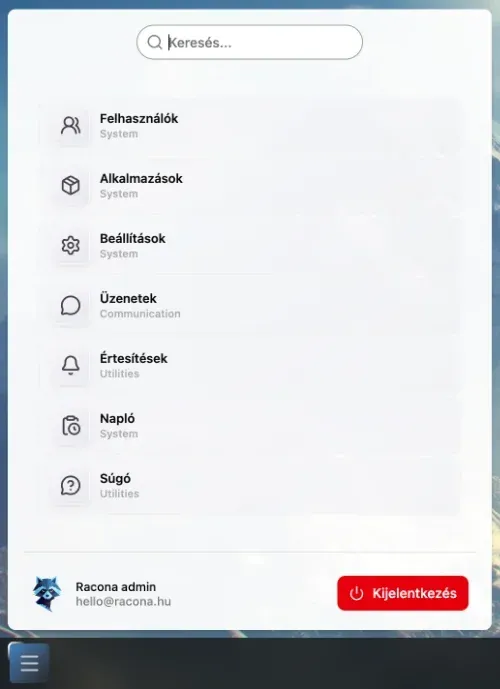 Placeholder: Indító panel lista nézetben